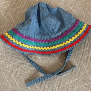 Hanna Andersson Denim Sun Hat with Rainbow Ric Rac